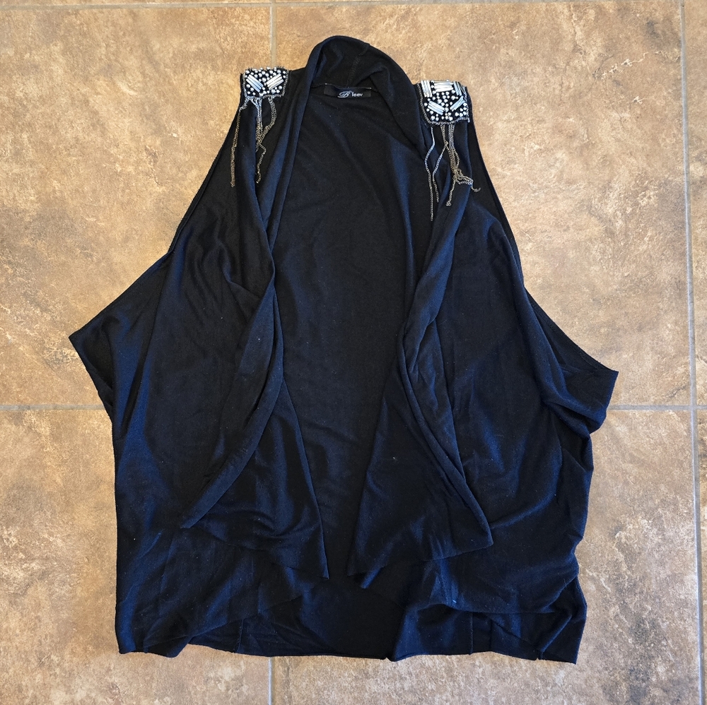 Black Detailed | B'LEEV | Sleeveless Cardigan